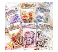 180 Hojas de PET Para Jardín, Álbum de Recortes, Decoración Vintage, Flores, Scrapbook Temático, Pegatinas Estéticas Para Manualidades, Diario, Planificador