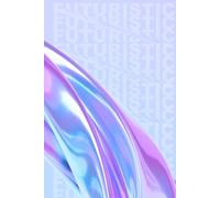 180 Page Hardcover Lined Journal 6×9 - Iridescent Pink Purple Blue Pastel Liquid Wave Y2K Retro Futurism Aesthetic Notebook with Futuristic Typography