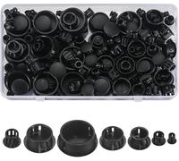 180 Pcs Tapa Agujeros Mueble Pared, Tapones de Plástico para Agujeross, Tapa de Plástico Agujeros de Mueble de Tornillos para Estantes Armarios Gabinete, Negros, 5/6/8/10/13/19/25mm