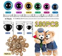 180 piezas de ojos de cebolla dorados intermitentes con almohadillas, set de ojos y nariz para muñecas, adicionales para la fabricación de juguetes, decoración