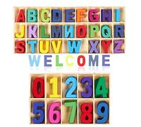 180 Piezas Letras de Madera de Alfabeto, Letras y Números en Madera, Colorido Juego de Letras de Madera, Alfabeto Madera, con Caja de Almacenamiento, para Decoración de Paredes, Ortografía para Niños
