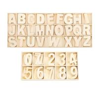 180 Piezas Letras Mayúsculas y Números en Madera Natural Con Bandeja Almacenamiento, Juego de Letras Para Bricolaje, Decoración de Fiestas, Color Madera