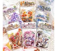 180 Piezas Pegatinas para Scrapbooking, Hojas PET Jardín Paisaje Scrapbook Papel, Pegatinas Estéticas para Bricolaje, Álbumes de Recortes, Diario Decoración