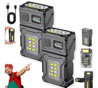 180° Rotating Head LED Work Light, 800 Lumens Mini Keychain Flashlight,Portable Rechargeable Bright Clip-On Keychain Light with Dual-Lights Source for Hikings Outdoor Camping Emergency (2Pcs-A)