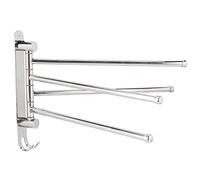 180° Rotating Towel Rack Hanger, Wall Mounted 4 Arms Space Saving Towel Holder Stainless Steel Towel Bar for Bathroom Toilet