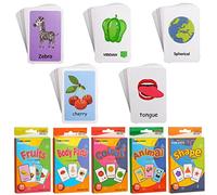 180 tarjetas de memoria educativas, paquete de 5 tarjetas flash de aprendizaje preescolar, animales con forma de color de frutas, bebés, tarjetas de aprendizaje temprano (36 unids/paquete)