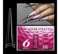 180 uñas transparentes extra largas 5XL para salón de belleza, arte francés, decoración de bodas, fiestas