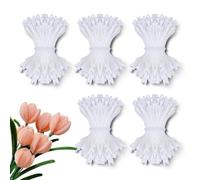 1800 estambres de doble cabeza para hacer flores, estambre de polen floral amarillo mate de 2 mm, pistilo artificial para manualidades, arreglos de ramo hechos a mano (blanco)