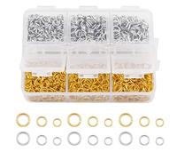 1800 Piezas Anillos de Salto Abiertos, 4 mm 5 mm 6 mm Tamaños Surtidos Conector de Joyería Anillas Abiertas Anillos de Salto para Pendientes Hacer Joyas (Oro, Plata)