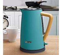 1800W Hervidor eléctrico de acero inoxidable con mango de plástico de madera 1.7L #304 Agua de calefacción SS de grado alimenticio en 5 minutos, hogar, blanco, para el hogar, oficina, ambición al