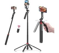180CM Tripode para Movil, Ulanzi Selfie Stick Quad Trípode con Control Remoto, 360 ° de rotación de Aluminio Extensible Trípode del teléfono móvil de pie, Compatible, iPhone, Samsung, Xiaomi