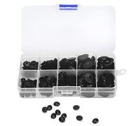 180pcs Ojos de plástico Nosis Oval Flat Doll Bear Animales de peluche Accesorios de bricolaje Caja de almacenamiento (180 piezas en una caja (negro)))