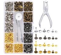 180pcs Remache de Cuero 6mm 8 mm Remache de Doble Tapa Remache de Tubo de Metal Remache de Una Sola Banda de Sombrero Perforador, para DIY Proceso de Cuero Bolsa Ropa Cordones de Zapato