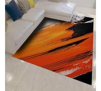 180x240 Alfombras salón Bohemia Negra Naranja Moderna Abstract Pinceladas Degradado Antideslizante Lavable Dormitorio Zonas Ocio