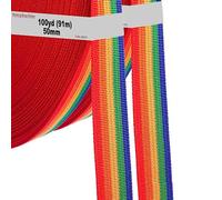 182 m x 50 mm Cinta del Arco Iris, Correas de Polipropileno Arcoíris Colores - Cinta de Cinturón de Lona Colorida, Decoración Bricolaje Craft Mochila Flejes Delantal Bolsas 2x91m TKB5073-colorful-2X