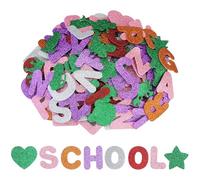 182 unidades de 4,3 cm de goma musgosa con letras brillantes autoadhesivas de espuma adhesiva, letras adhesivas de alfabeto y 1 paquete de pegatinas de animales, para niños, pegatinas para nombre,