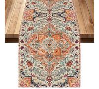 183 x 33 cm Camino de Mesa de Estilo Bohemio Naranja, Vintage Camino de Mesa Lino Mandala Flore, Naranja Caminos de Mesas de Lino Multicolor, Mandala Caminos de Mesas, para Mesa, Mesita de Centro