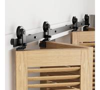 183cm/6FT Herrajes Puertas Correderas Plegable Rieles Kit Puerta Corredera Negro para 4 Puerta Corredera Madera 44cm Ancho T Ruedas