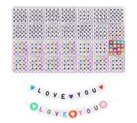 1850PCS letras para pulseras,Doble colorido A-Z Letra cuentas, 28 estilos alfabeto cuentas para hacer pulseras, cuentas de corazón para kit de pulsera de la amistad