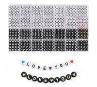 1850PCS Letras para Pulseras, Doble Colorido A-Z Letra Cuentas, 28 Estilos Alfabeto y Cuentas de Corazón para Kit de la Amistad