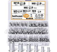 185Pcs Tuerca de Remache Threaded Insert Inox Roscado Acero Inoxidable Nutsert Rivet Nut Remahce de Cabeza Plana Tuerca de Remache con Rosca M3 M4 M5 M6 M8 M10 Acero Inoxidable