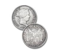 1861 Isabel II Madrid 10 Reales columnarios, Reales Monedas de Plata Antiguas españolas coleccionables, Moneda Conmemorativa España para coleccionista, colección Moneda Oro Escudo