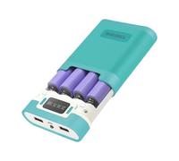 18650 - Caja de carga de batería de 4 celdas, capacidad de carga rápida, soporta puertos de salida de doble entrada, pantalla LED, textura ABS, caja de almacenamiento de batería
