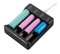 18650 - Caja de carga rápida de batería de 1/2/3/4 bahías con indicadores LED para baterías recargables de 3,7 V y 4,2 V, fuente de alimentación