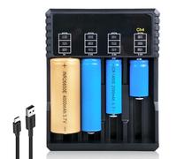 18650 Cargador: 4 compartimentos universal cargador de batería con indicador LED, cargador universal 18650, 18650, cargador rápido USB para baterías 18650 18350 21700 16340 26650 AA AAA C 3,7 V Li-ion