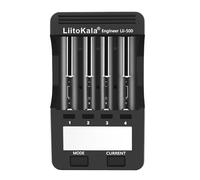 18650 Cargador de Batería, LiitoKala Lii-500 Cargador Rápido con Pantalla LCD Incluida Adaptador de 12V2A, Compatible con Salida USB para Baterías de Litio, 21700, AA, AAA, Ni-MH, Ni-CD, 4 Bahías