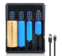 18650 Cargador universal con indicador LED, cargador universal de batería, cargador rápido USB para baterías 18650 18350 21700 16340 26650 AA AAA C 3,7 V Li-Ion