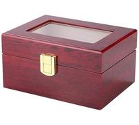 -188 Storage Box- Wooden Watch Box 3 Slots Watch Display Case with Glass Top and Locking Clasp Multi-Functional Storage Organizer For Display(A-4+6)