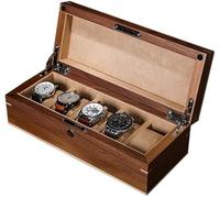 -188 Storage Box - Wooden Watch Box 5-Slot Watch Display Cabinet Multi-Function Storage Manager For Display Decorations and Watch Lovers(Brown Leather)