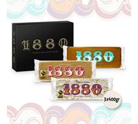 1880 - Pack Cesta de Navidad, Turrón de Jijona 300g + Turrón de Alicante 300g + Turrón de Yema Tostada 300g, Calidad Suprema, Típico Dulce Navideño, Receta Artesanal, Turrón Tradicional, 900 Gramos