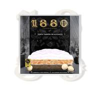 1880 Torta Individual Turrón de Alicante Almendra, Textura Crujiente, Sin Gluten, Calidad Suprema, Denominación de Origen, Receta Tradicional, Formato Redondo, 200 Gramos