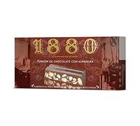 1880 - Turrón De Chocolate Con Leche Con Almendras Seleccionadas, Textura Crujiente, Calidad Suprema, Pre-Cortado Para Fácil Consumo, Receta Tradicional, 250g