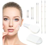 188uds Juego de Tiras Lifting Facial, Incluye Hilos Invisibles de 4 Longitudes y Impermeables Parches Invisibles Lifting Facial con Forma Cilindro y Lágrima para Mujeres Piel Flacidez