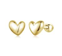 18g Mini Heart Sterling Silver Hypoallergenic Pierced Earrings for Women Girls Minimalist Love Hearted Bead Stud Tiny Small Cartilage 3mm Ball Screw Back Tragus Cute Birthday Christmas