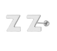 18G Tiny Initial Stud Earrings for Women Girls Sterling SilverSilver 14K Plated Hypoallergenic Cute Small Alphabet Letter Cartilage Tragus 3mm Ball Screw Back Piercing Sensitive Ear