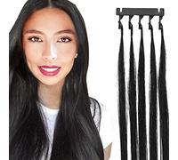 18in,Extensiones de cabello 6D2, Pueden ser Rizadas Teñidas, Extensiones de Cabello Humano 6D2,Pelucas de Cabello Humano, Extensiones de Cabello Invisibles, Rápidas, Negro 40g