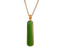 18k Gold Pequeño Bar Verde Hetian Jade Pendiente Tranquilidad y Placa de Paz Mujeres Collar Luz Menoría Luxury Mujeres