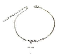 18K White Anklet Glitter Cross Anklet Charms Bracelet Women Genuine for Mother Girls Length 20 cm, 18 Carat White, No Zirconia