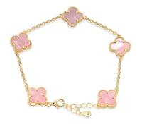 18kgold(black),Lllunimon Pulsera de Trébol de Cuatro Hojas en Plata de Ley 925, Pulsera de Trébol de la Suerte, Regalo de Joyería de Cumpleaños o San (Baño de Oro de 18K)