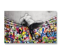 18meng Art Banksy Graffiti Street Cuadro Moderno Abstracto Arte Póster Decoración de Pared Lienzo Cuadros para Salón Dormitorio Pasillo y Oficina 140 x 80 cm Sin Marco