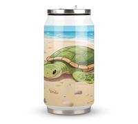18ozA Turtle Basking in The Sun - Taza térmica de acero inoxidable con tapa y popote, apta para uso en el coche, viajes, fitness, actividades al aire libre, cafeterías, oficinas, uso doméstico, etc