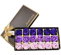 18PCS Jabón perfumado Flora Rose Flower -, Regalo para aniversario/Cumpleaños/Boda/Día de San Valentín (Púrpura)