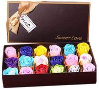 18PCS Jabón perfumado Flora Rose Flower -, Regalo para aniversario/Cumpleaños/Boda/Día de San Valentín (colorido)