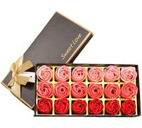 18PCS Jabón perfumado Flora Rose Flower -, Regalo para aniversario/Cumpleaños/Boda/Día de San Valentín (Rojo)