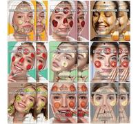 18Pcs Mascarillas Faciales Face Mask Hidratante Cara Mujer Coreana Acido Hialuronico Korean Mascara Colageno Hidratantes y Calmante Frutas Daily Care Pack Calma 25ml Skincare Ingredientes Naturales