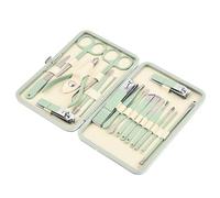 18PCS/Set Cortaúñas Tijeras Alicates Cuchara para Orejas Acero Inoxidable Verde Uñas Belleza Cortadoras Herramientas de Manicura, 18PCS